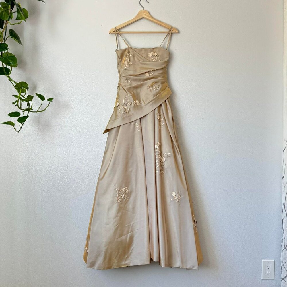 90's/Y2k Cache Xs/S Strapless Iridescent Beaded F… - image 2